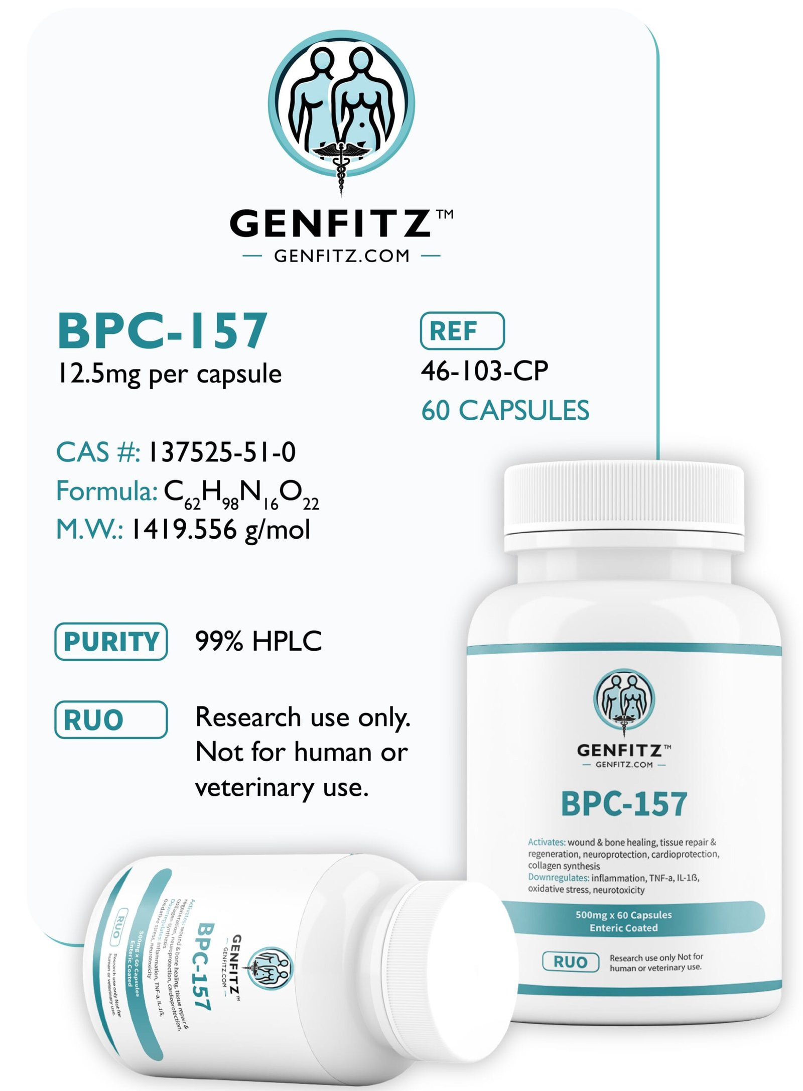 BPC 157 (60 Capsules) 500mcg per Cap